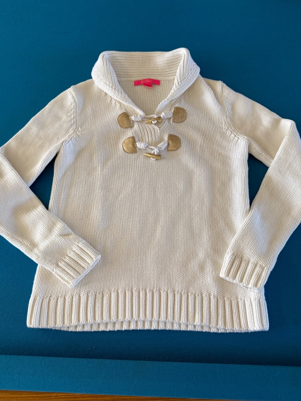 Lilly Pulitzer Women's Cream Shawl Collar Toggle Sweater XS